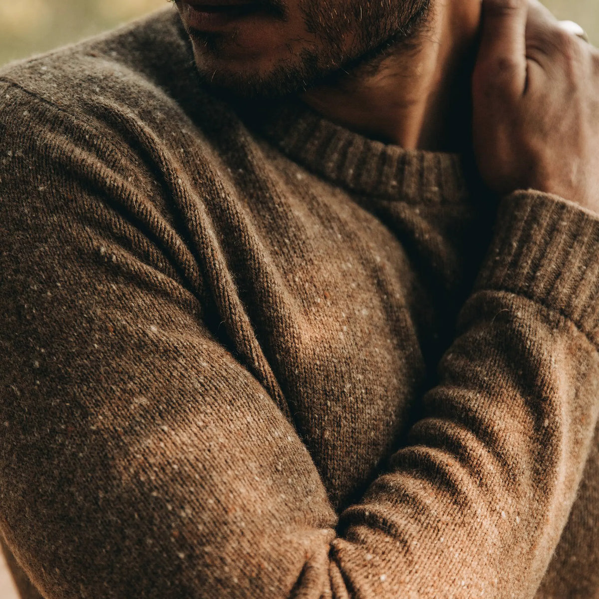 The Hardtack Sweater in Oak Donegal