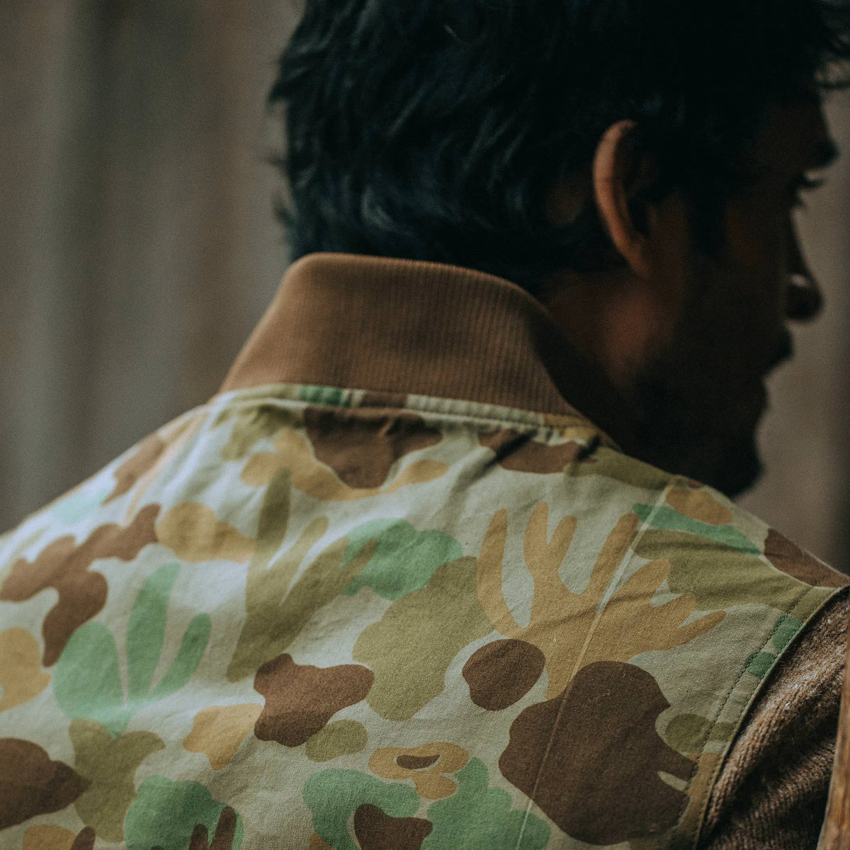 The Taylor Stitch x Gear Patrol Reversible Able Vest in Arid Camo