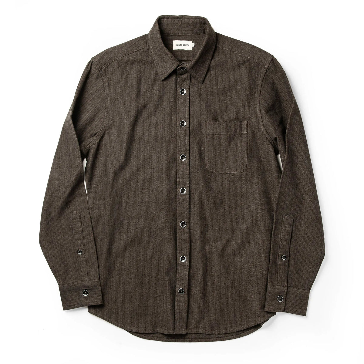 The Mechanic Shirt in Dark Olive Herringbone