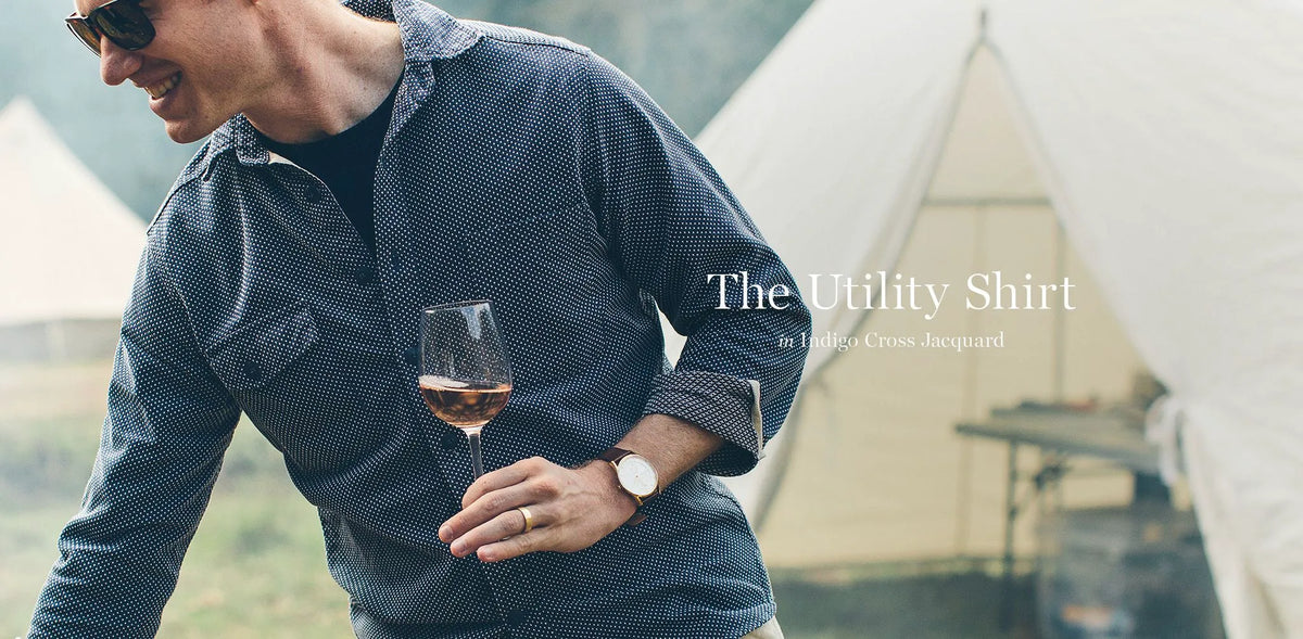 The Utility Shirt in Indigo Cross Jacquard