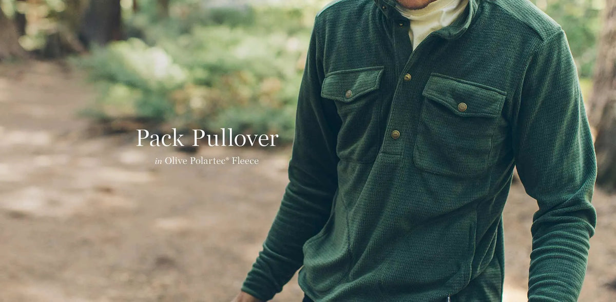 The Pack Pullover in Olive Polartec Fleece