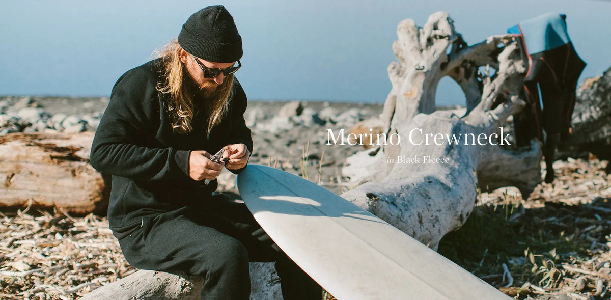 The Merino Crewneck in Black Fleece