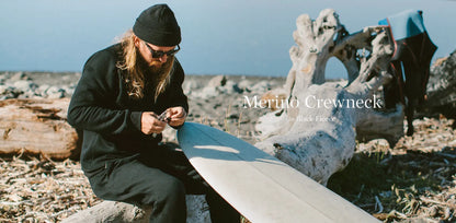 The Merino Crewneck in Black Fleece
