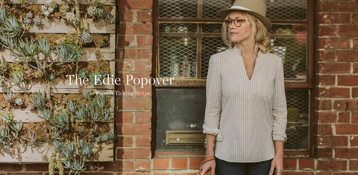 The Edie Popover in French Ticking Stripe