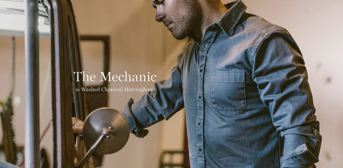 The Mechanic in Washed Charcoal Herringbone